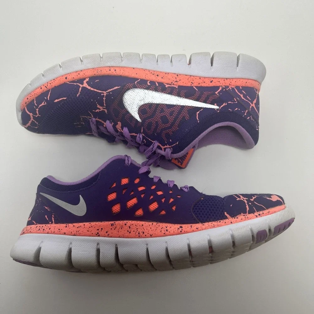 Nike Girl's Flex Run 'Lava Glow' Running Shoe‎ (GS) Size 5Y Purple/Orange